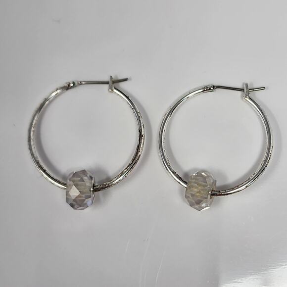 Faceted Bead Hoop Earrings - Picture 3 of 4